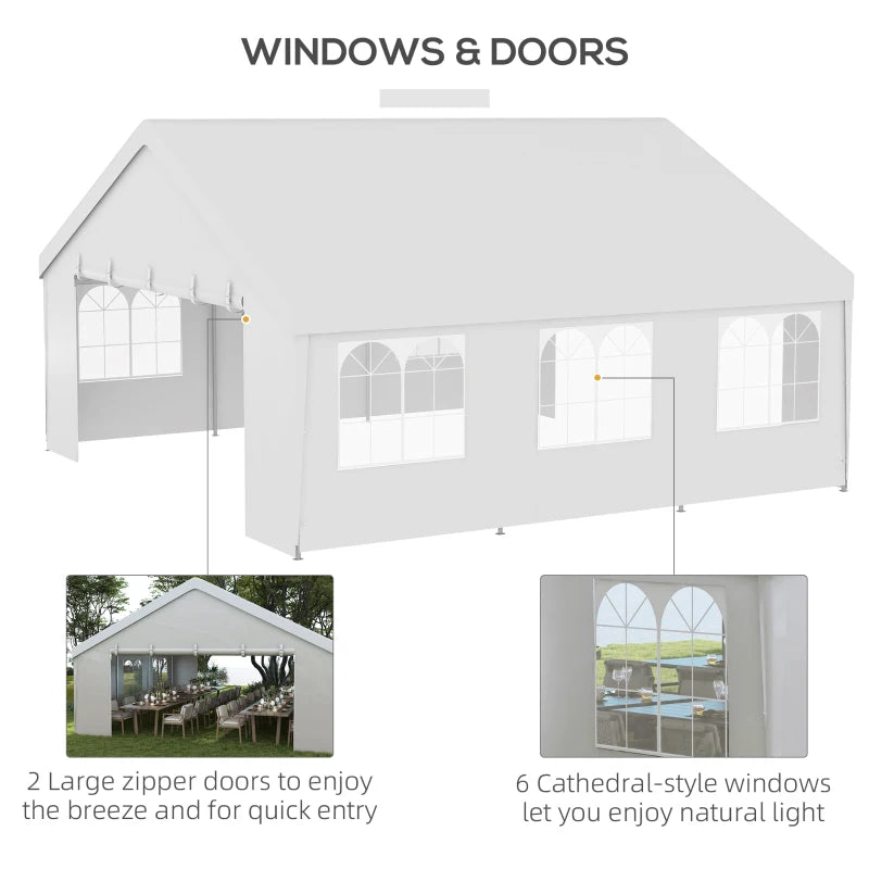 19.5' x 19' Heavy Duty Outdoor Party Event Tent Canopy Wedding Shelter w Walls, Windows, White