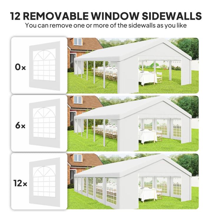 20' x 40' Party Tent with Removable Window Sidewalls - Spacious Durable Outdoor Canopy