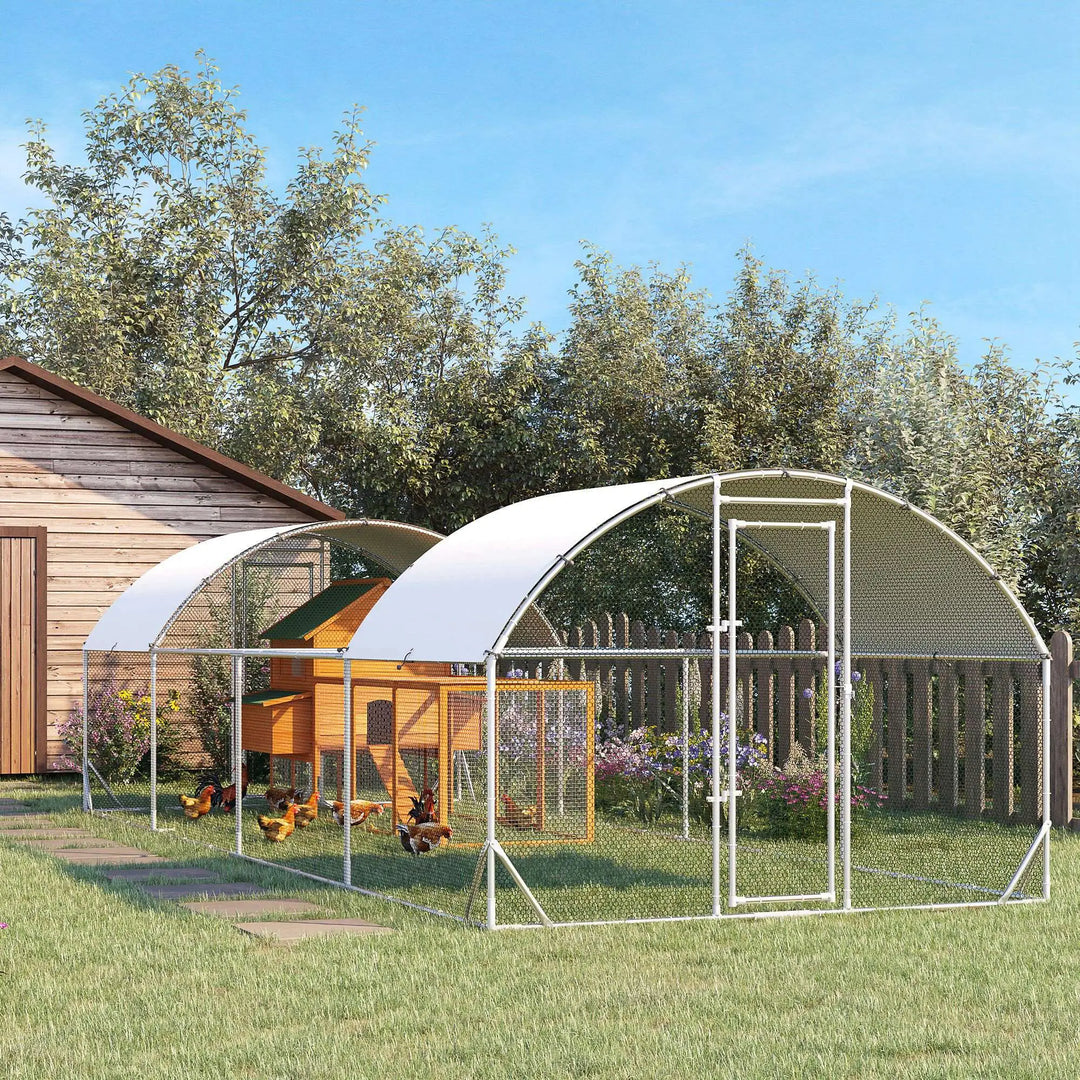 24.9' x 9.2' x 6.4' Large Galv Steel Chicken Run Outdoor Coop Cage Shelter for Pet Fence Yard