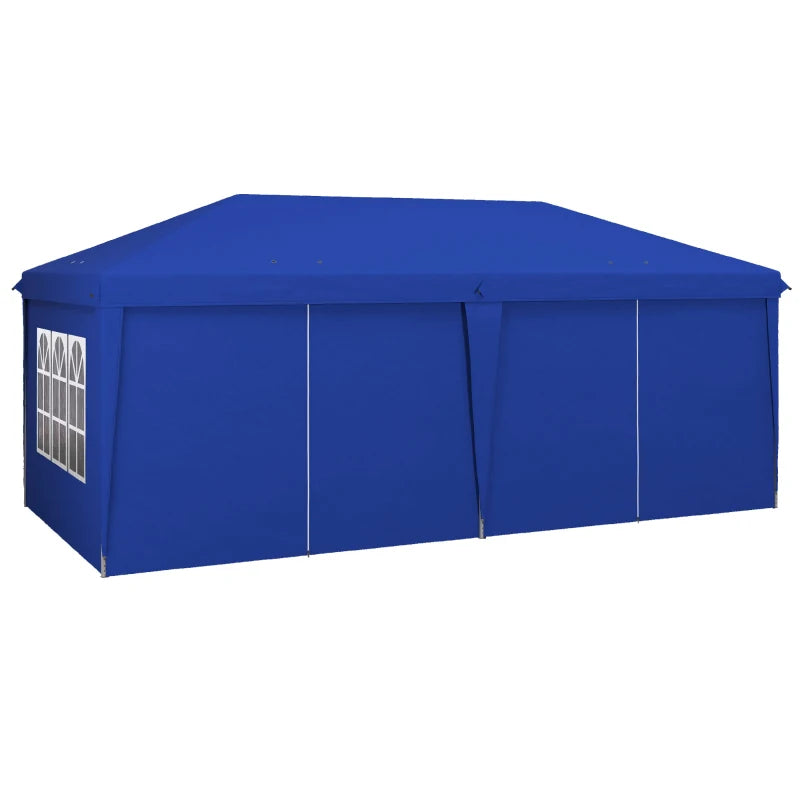 20' x 10' Pop Up Portable Canopy Tent Outdoor Event Party Gazebo w 6 Walls, Windows, Bag, Blue