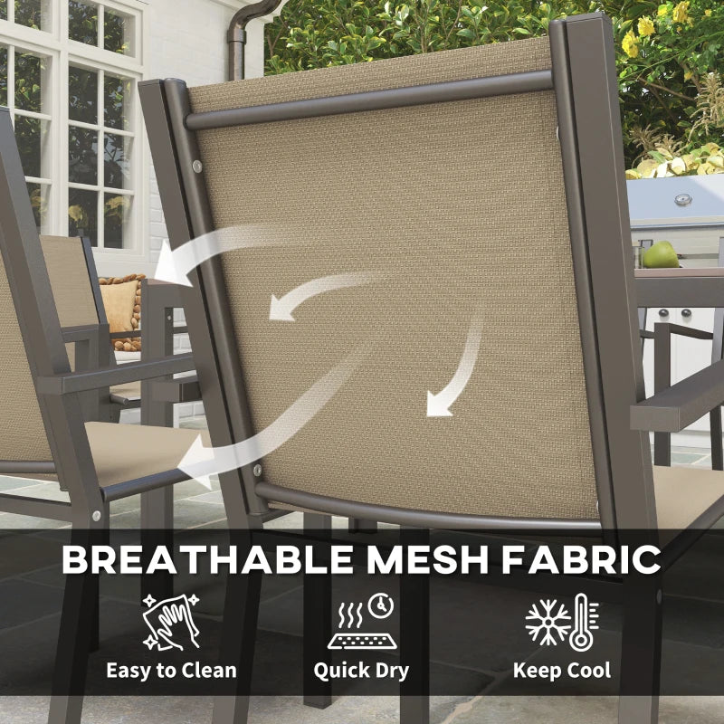 7 Piece Outdoor Dining Set with Rectangular Table and Stackable Chairs - Durable Weather-Resistant Patio Furniture