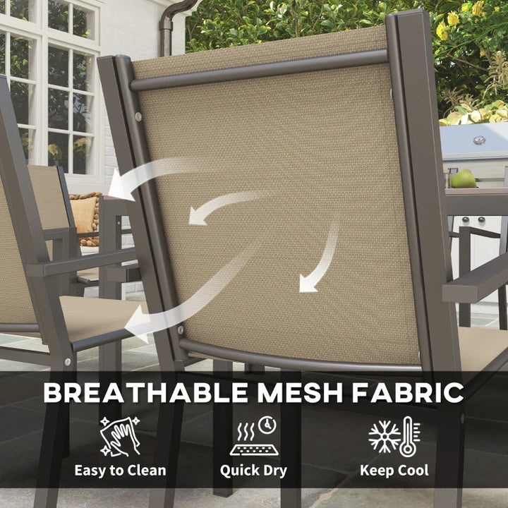 7 Piece Outdoor Dining Set with Rectangular Table and Stackable Chairs - Durable Weather-Resistant Patio Furniture