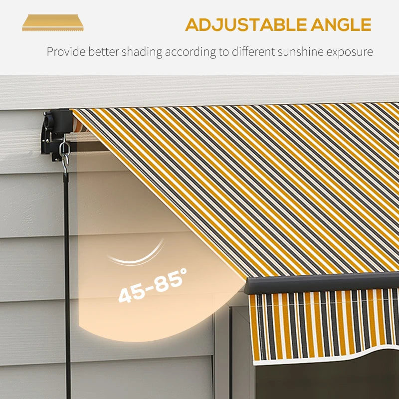 15' x 10' Lg Manual Retractable Awning UV Resist Sun Shade Canopy Outdoor Patio - Yellow, Grey