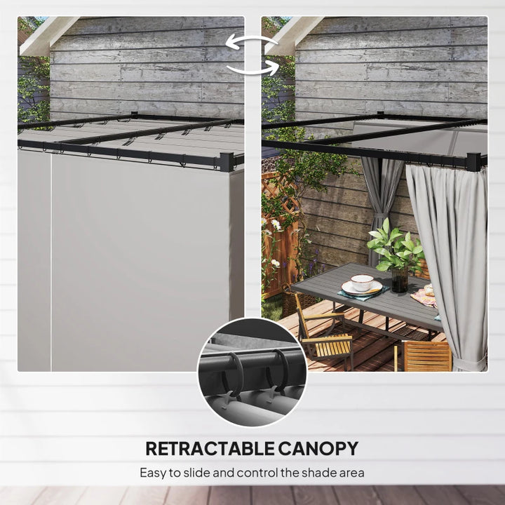 Retractable Pergola Canopy with Sidewalls - Adjustable Outdoor Sun Shade Shelter