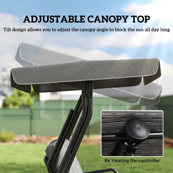 3-Person Patio Swing Chair with Canopy - Comfortable Outdoor Seating