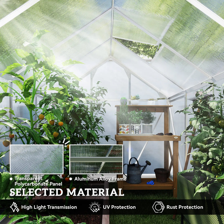 10' x 6' x 6.6' Walk-in Aluminum PC Hard Sided Greenhouse w Foundation for Outdoor Plants Gardening