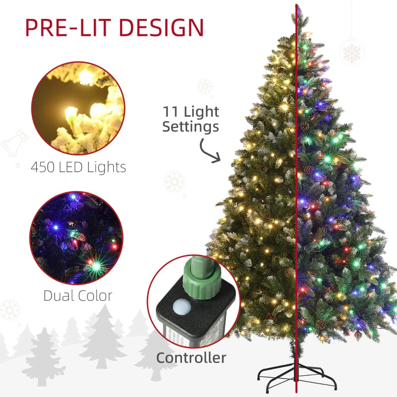 NEW 7ft Full 1460-Tip Prelit Artificial Tree, 450 LED Dual Colour Lights, Christmas Holiday, Green