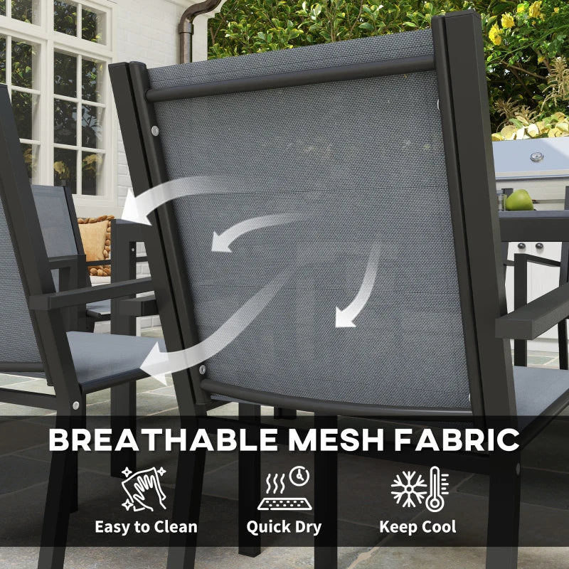 7 Piece Outdoor Dining Set with Rectangular Table and Stackable Chairs - Durable Weather Resistant Patio Furniture