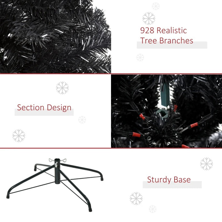 NEW 6ft 928-Tip Unlit Artificial Christmas Holiday Xmas Tree Decor w Foldable Base, Black