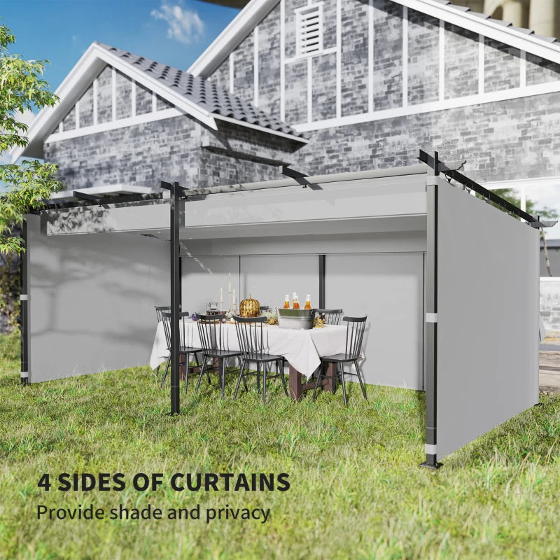Metal Retractable Pergola Canopy with Sidewalls - UPF30+ Outdoor Sun Shade Shelter