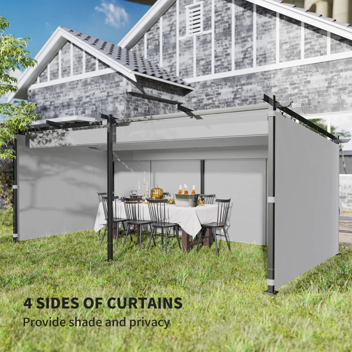 Metal Retractable Pergola Canopy with Sidewalls - UPF30+ Outdoor Sun Shade Shelter