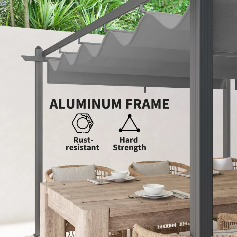 Retractable Pergola Canopy Aluminum Frame - Adjustable Outdoor Shade