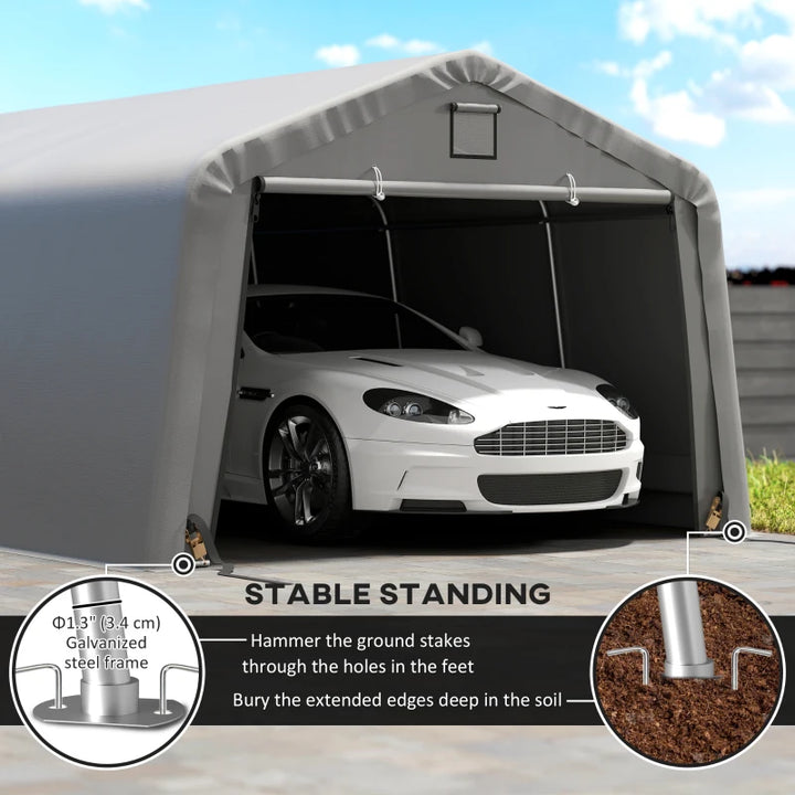 12' x 20' Portable Garage Canopy - Heavy Duty Car Shelter with Ventilation Windows