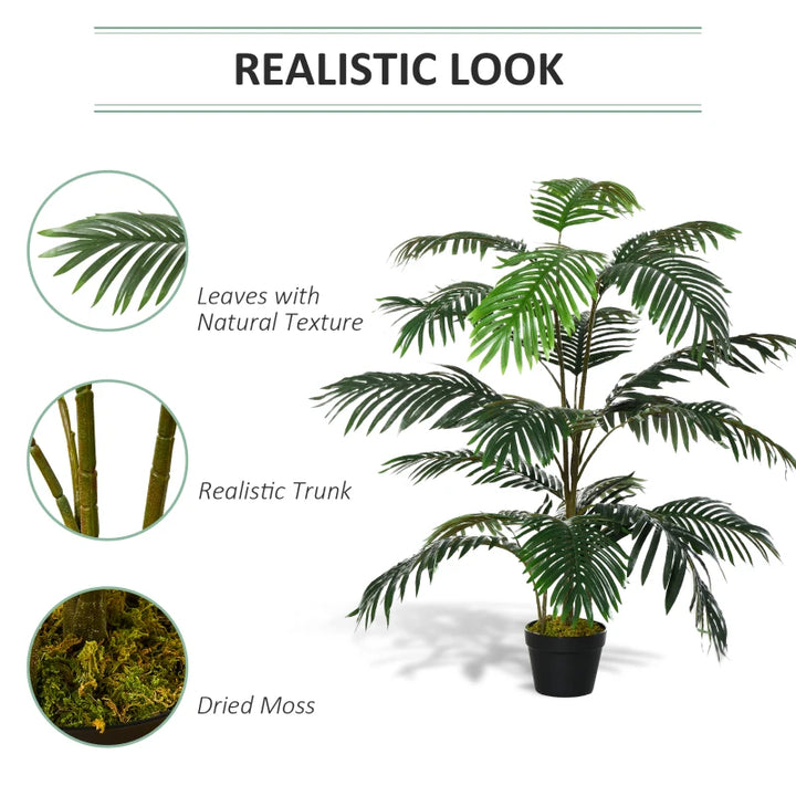 4.6 FT Artificial Realistic Palm Tree Plant w Planter Pot, Indoor Outdoor Home Office Décor