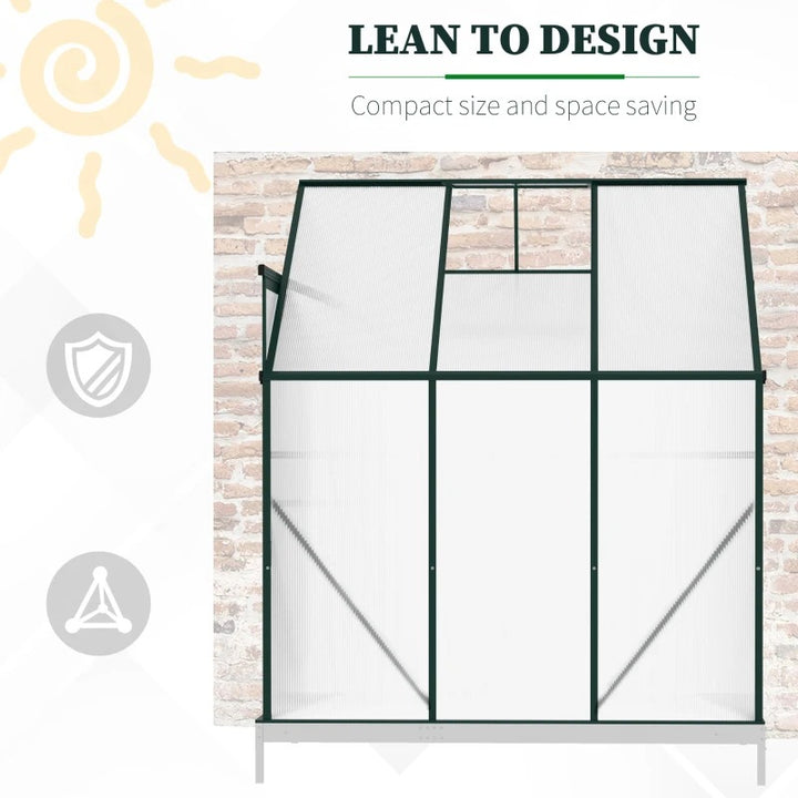 6.3' x 4.2' Walk-In Hard-Sided Greenhouse w Aluminum Frame, PC, Roof Vent for Outdoor Garden