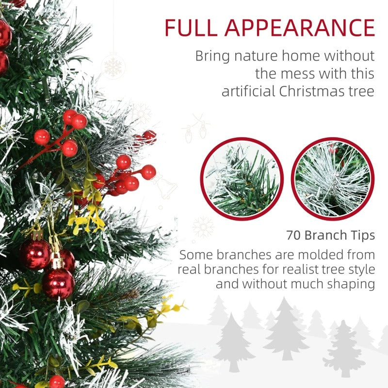 2pc 2ft Pre-lit Artificial Christmas Holiday Mini Outdoor Tree w Snow, Pinecones, Berries - Green