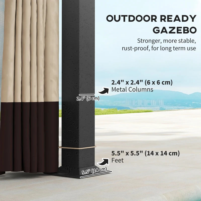 11' x 13' Patio Gazebo Double Roof Outdoor Canopy - UV Protection & Insect Netting