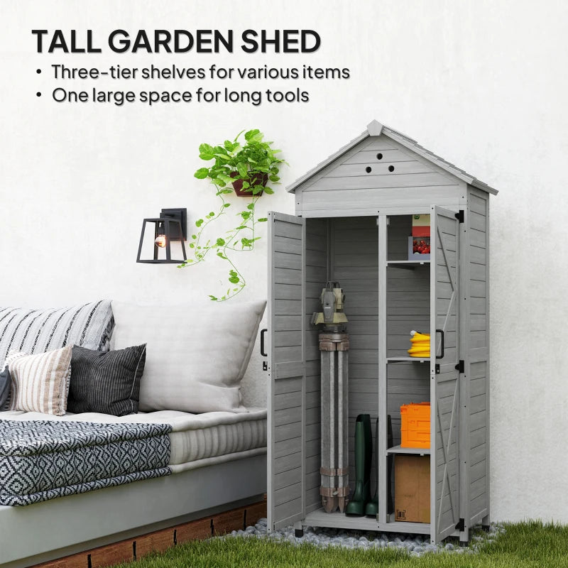 2-in-1 Outdoor Storage Cabinet Wood Garden Shed with Shelves - Spacious Weather-Resistant Backyard Storage
