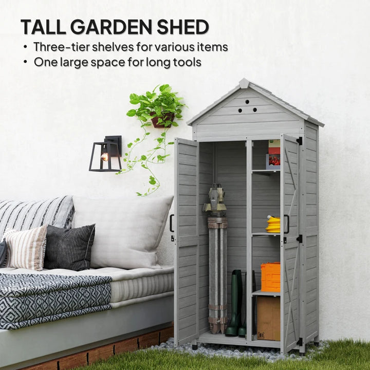 2-in-1 Outdoor Storage Cabinet Wood Garden Shed with Shelves - Spacious Weather-Resistant Backyard Storage