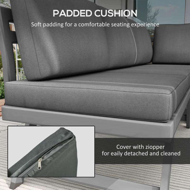Convertible Outdoor Corner Garden Set 4-Piece - Modular Patio Furniture with Adjustable Recliner