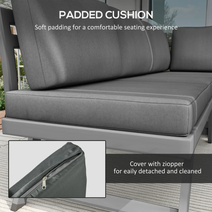 Convertible Outdoor Corner Garden Set 4-Piece - Modular Patio Furniture with Adjustable Recliner