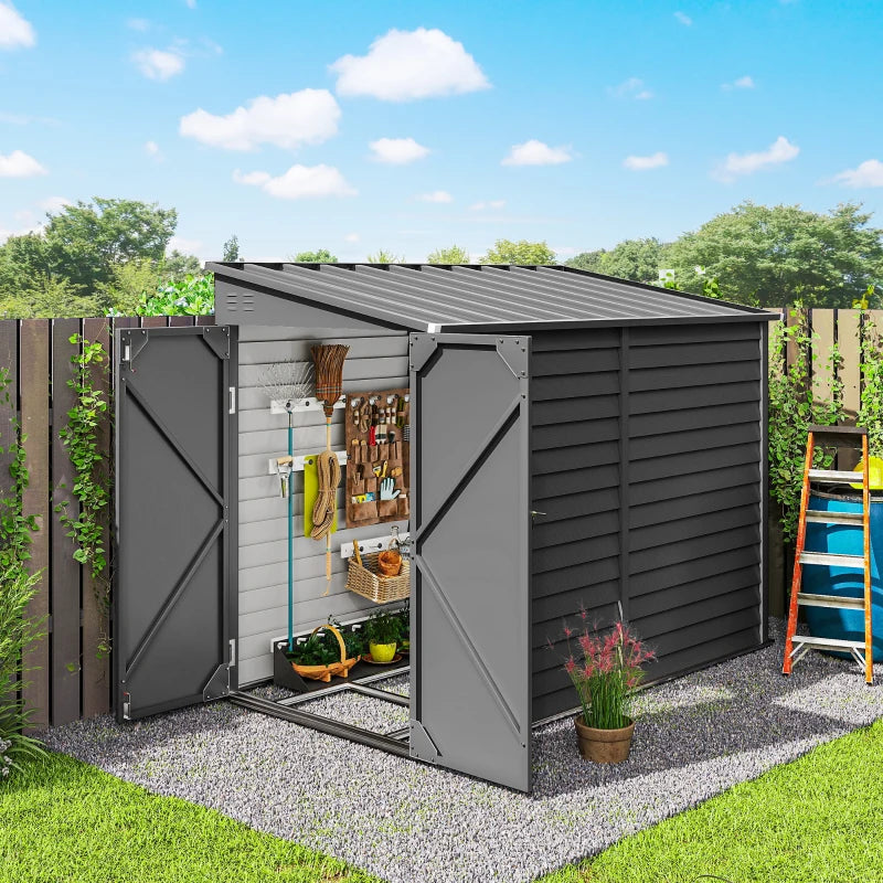 Steel Outdoor Storage Shed Lean To Design - Durable Weather Resistant Tool Storage