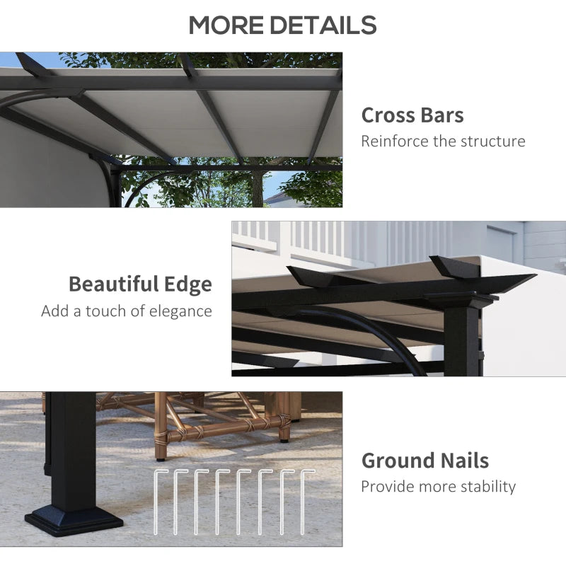 10' x 10' Outdoor Pergola Patio Gazebo Canopy - Adjustable Sun Shelter with Steel Frame