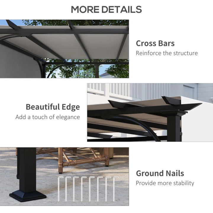 10' x 10' Outdoor Pergola Patio Gazebo Canopy - Adjustable Sun Shelter with Steel Frame