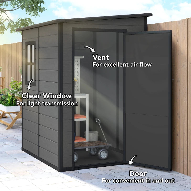 4'x5' Garden Storage Shed Lean-To - Lockable Weatherproof Outdoor Tool Storage