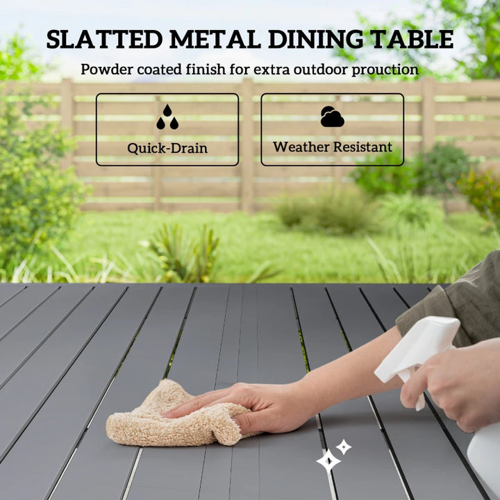 7 Pieces Outdoor Dining Set for 6 - Durable Stackable Patio Furniture with Rectangular Table