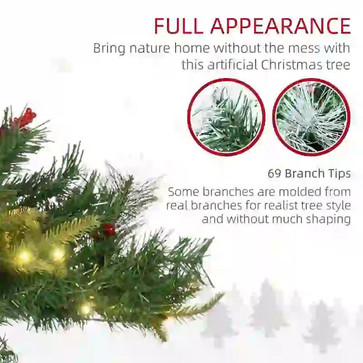 2pc 1.5ft Pre-lit Artificial Christmas Holiday Tree Planter Bush w/ Pinecones, Berries - Green