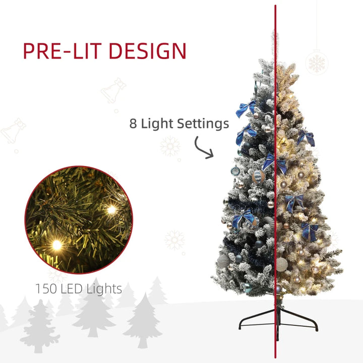 NEW 6ft 822-Tip Pre-lit Pre-Decorated Artificial Christmas Tree 150 Lights, Blue Metallic Ornaments