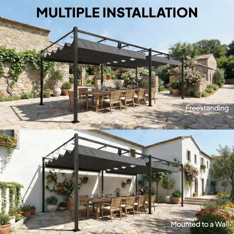 Retractable Pergola 19x10 ft Patio Sun Shade Shelter - UV50+ Weather Protection