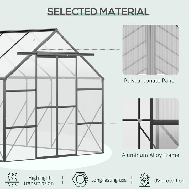 20' x 8' x 7' Walk-in Aluminum Polycarbonate Greenhouse Outdoor Garden Flower Vegetable Plant Black