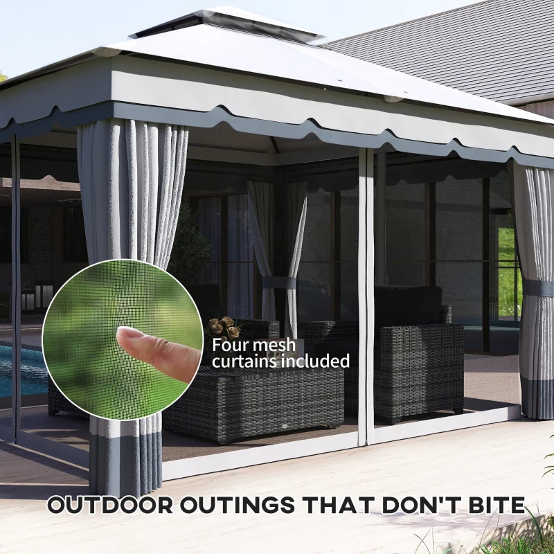 Double Roof Patio Gazebo Canopy 10' x 12' - UV Protection & Privacy Outdoor Shelter