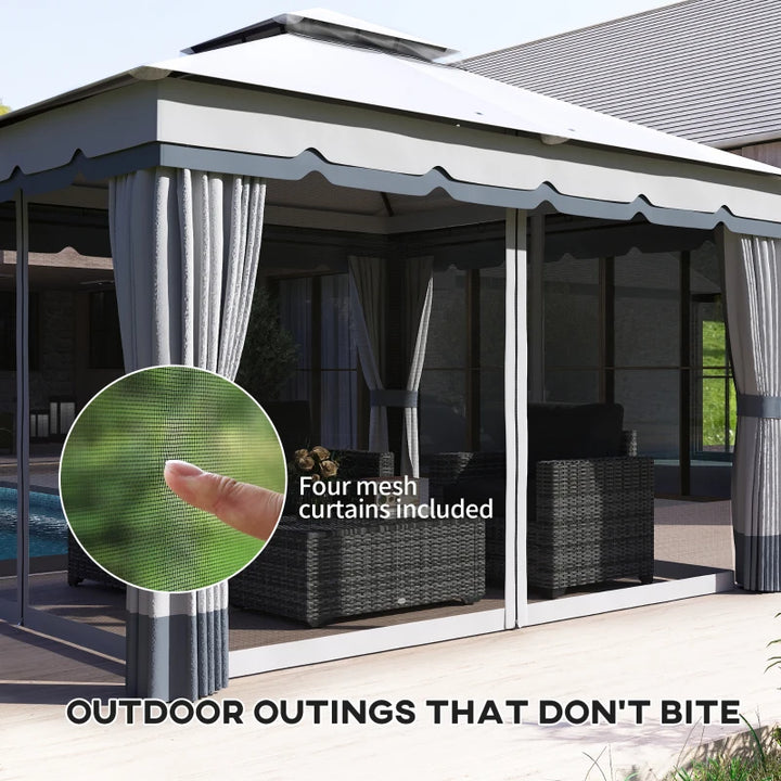 Double Roof Patio Gazebo Canopy 10' x 12' - UV Protection & Privacy Outdoor Shelter