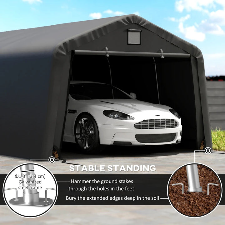 12' x 20' Portable Garage Canopy - Heavy Duty Weatherproof Car Shelter