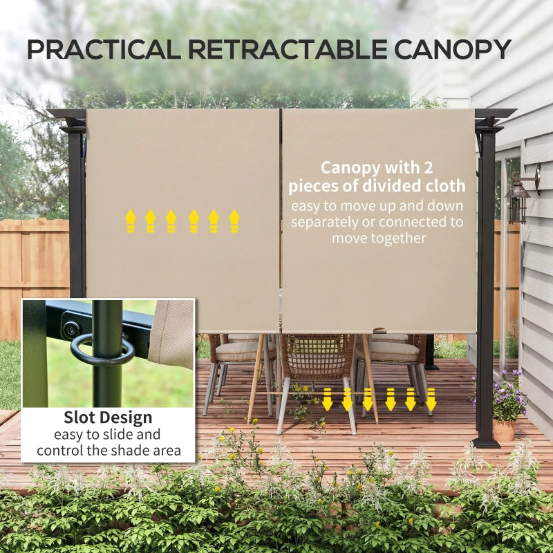 12' x 10' Outdoor Patio Gazebo Pergola with Retractable Canopy - Adjustable Shade and Durable Steel Frame