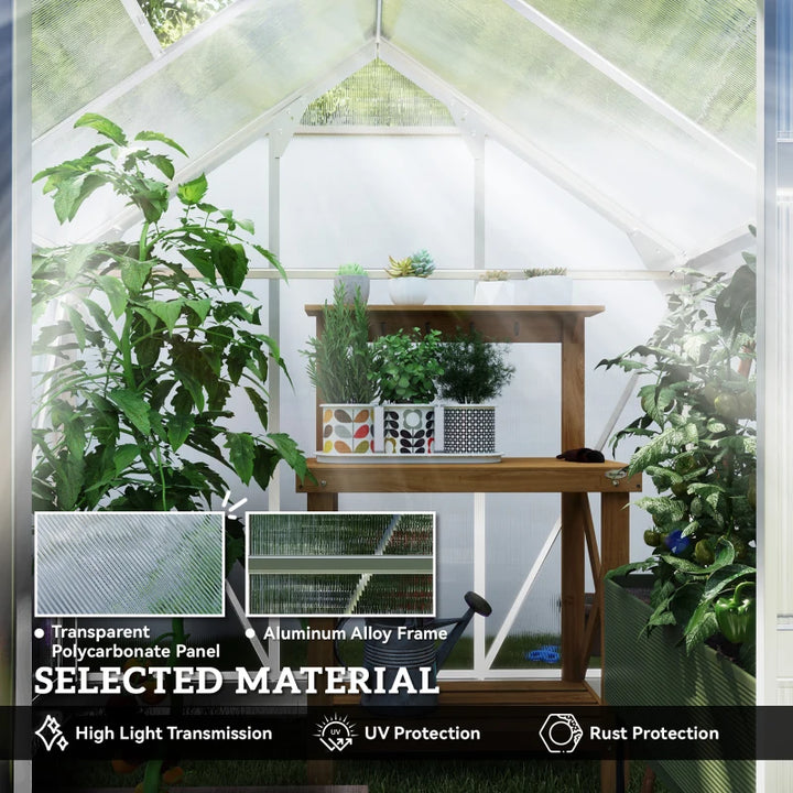 6' x 6' x 6.6' Polycarbonate Greenhouse Walk-In Garden Kit - Durable Year-Round Plant Protection