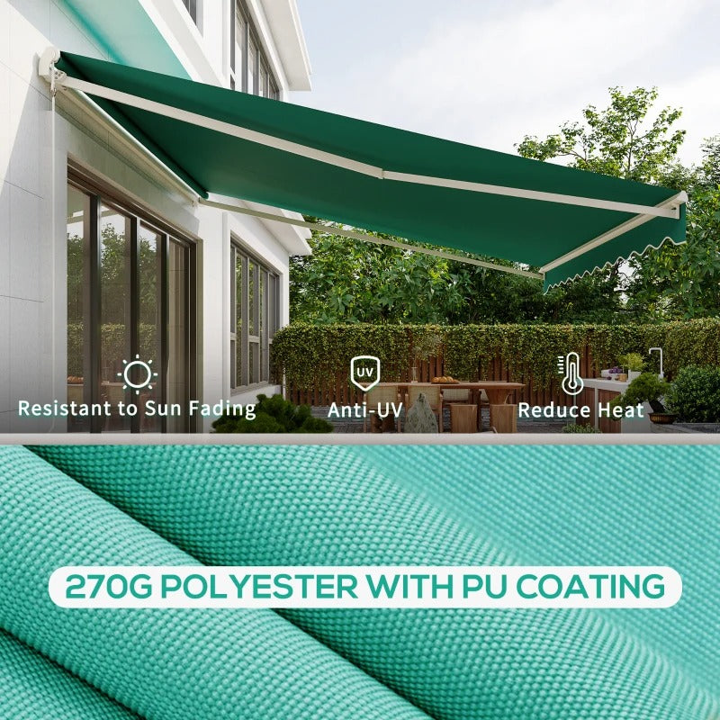 13' x 10' Electric Retractable Awning Sun Shade Canopy w Remote, Aluminum for Patio Deck Green