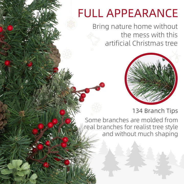 NEW 2pc 2ft Prelit Artificial Christmas Holiday Mini Outdoor Tree w Pinecones, Berries Decor, Green