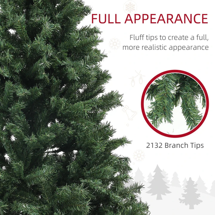 9ft Full 2132-Tip Unlit Classic Style Artificial Christmas Holiday Fake Tree Xmas Decor, Green