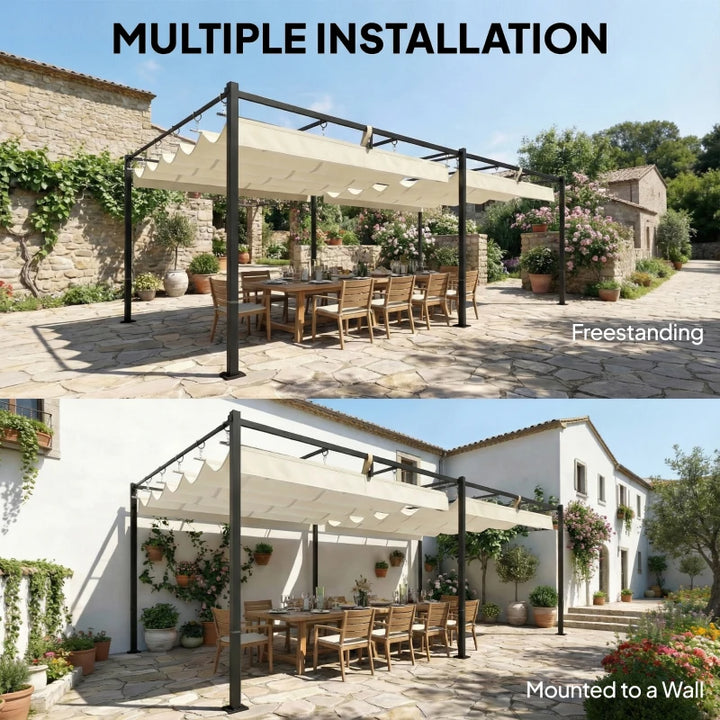 19' x 10' Retractable Pergola with Canopy - UV50+ Sun Shade Protection