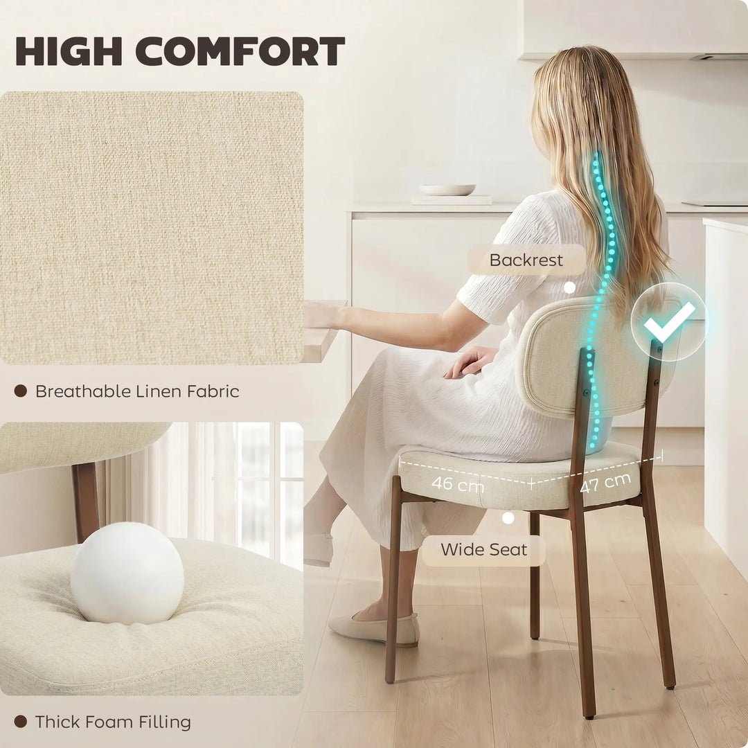 Heritage Upholstered Linen-Look Dining Chairs - Modern Comfort & Style, Set of 2, Beige