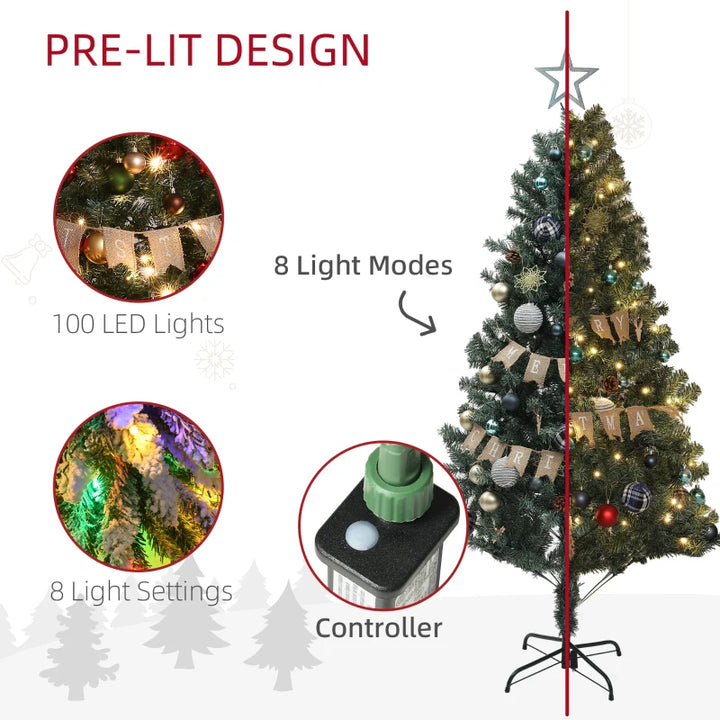 NEW 6ft 353-Tip Prelit Decorated Artificial Merry Christmas Tree 150 Lights, Farmhouse Ornaments