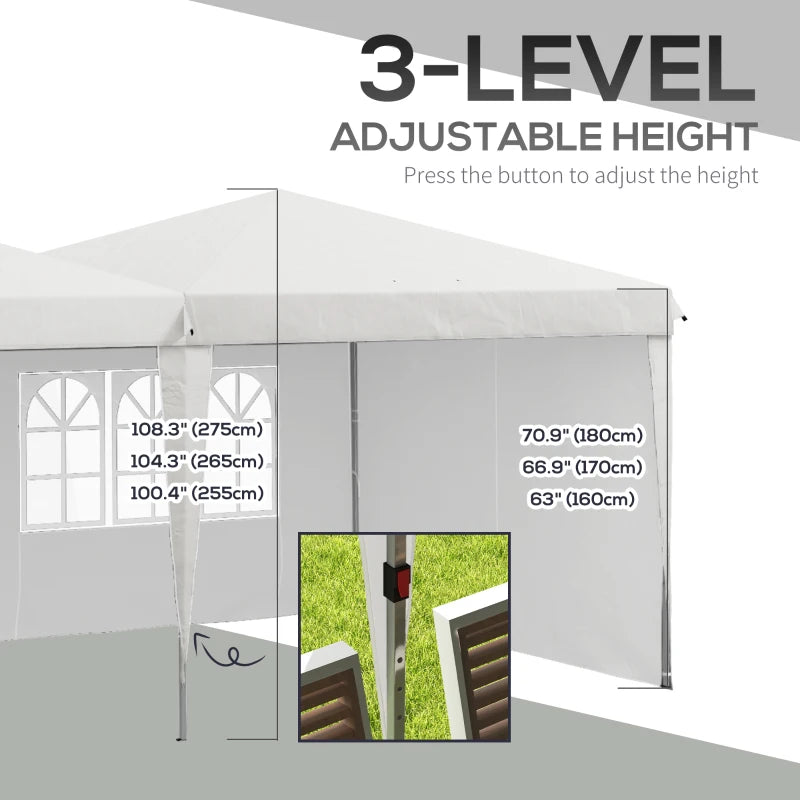 19' x 10' Pop-Up Gazebo Canopy Outdoor Party Event Tent Shelter, 4 Walls, Sandbags, Case, White