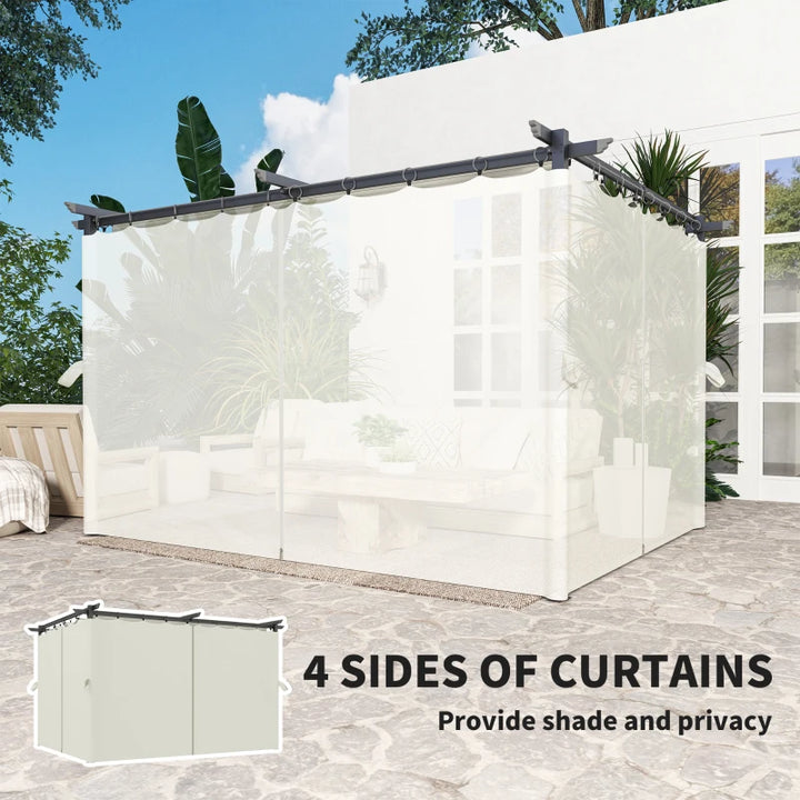 10x13 Pergola with Retractable Canopy and Curtains - UPF30+ Sun Shade Patio Shelter