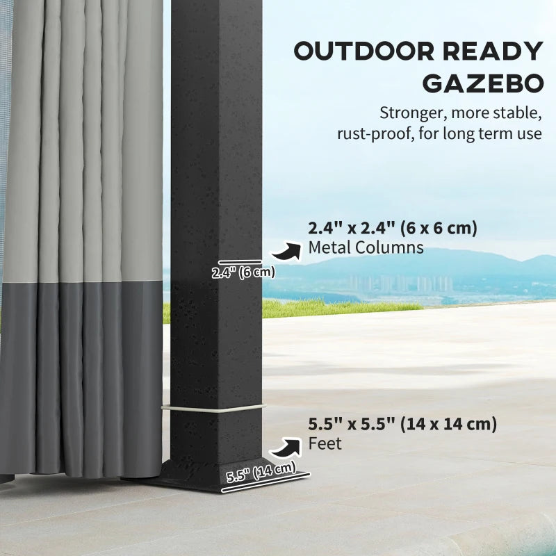 Double Roof 11'x13' Patio Gazebo Canopy with Netting and Curtains - UV Protection and Durable Metal Frame