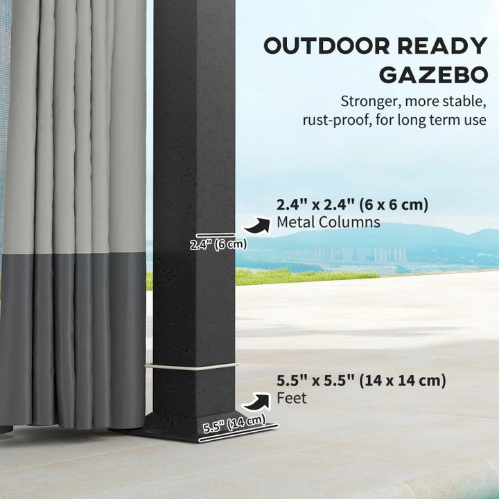 Double Roof 11'x13' Patio Gazebo Canopy with Netting and Curtains - UV Protection and Durable Metal Frame