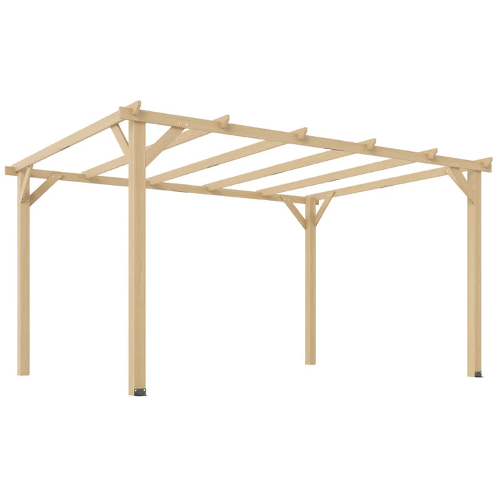 Wooden Pergola 10' x 13' Outdoor Gazebo with Grape Trellis - Natural Shade and Garden Shelter